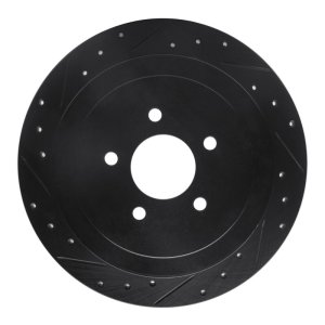Lincoln Town Car Brake Rotor (1) - Rear Left - R1 Concepts - Drilled & Slotted - Black - `03-`11